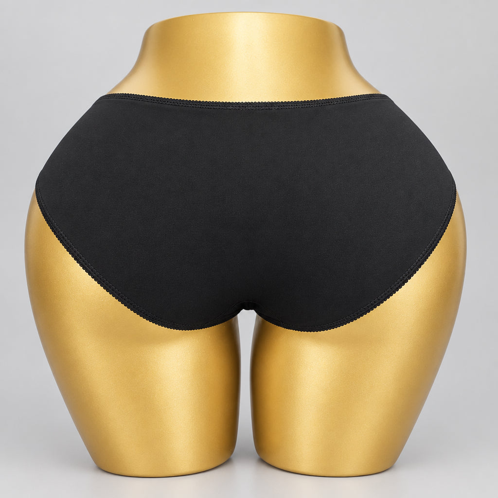 4191 Culotte Noire Chinée Coton Basique – Confort Essentiel. Taille L