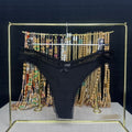 4104 Culotte Noire Côtelée Bordure Dentelle & Petit Nœud – Style Chic. Taille M