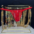 4096 String Rouge Passion Dentelle Fleurie & Bretelles Ajustables – Séduction Assumée. Taille L
