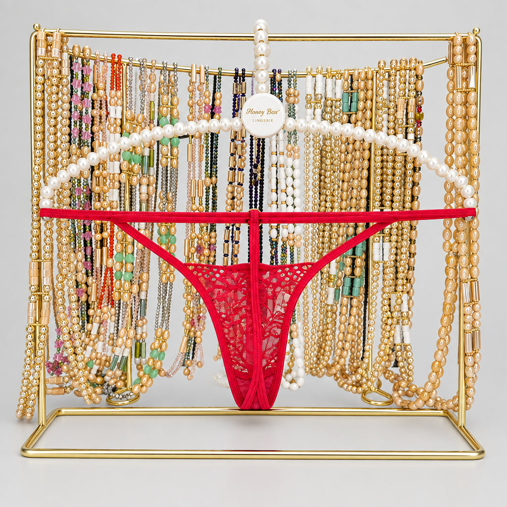 4156 String Rouge Dentelle Fleurie – Passion Audacieuse. Taille S/M