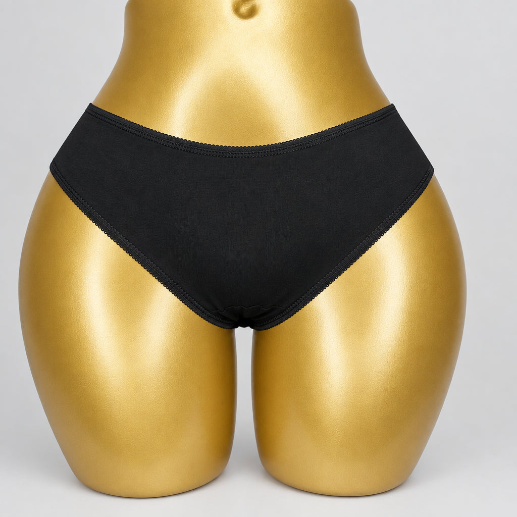4191 Culotte Noire Chinée Coton Basique – Confort Essentiel. Taille L
