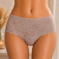 4154 Culotte Taupe Dentelle Florale Boyleg – Douceur Nude. Taille M