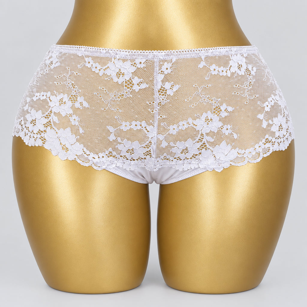 4197 String Rose Poudré Dentelle Florale Généreuse – Grâce Fleurie. Taille XL large